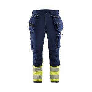 OUTLET KOKO C52 BLÅKLÄDER HIGHVIS RIIPPUTASKUHOUSUT 4-WAY STRETCH 19931642, SININEN(MARINE)/KELTAINEN - 11