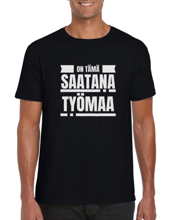 Huumoripaita Saatana työmaa - T-paita - 13