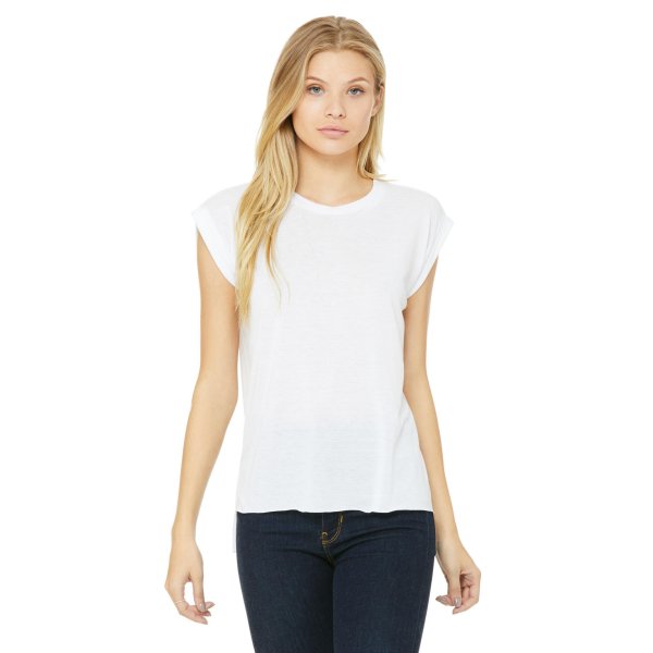 Bella+Canvas Women's Flowy Muscle Tee Rolled Cuff - 1